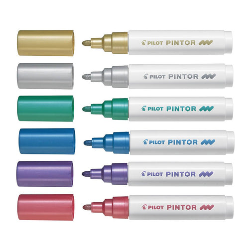 Pilot Pintor Marker Medium Metallic 6Pk (6 colors available, Asstd. 6Pk available) -   - Inkplus