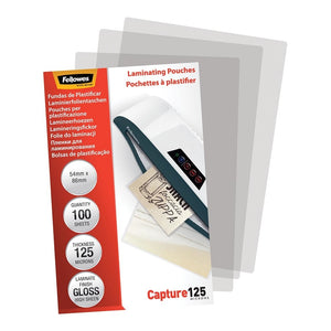 Fellowes Laminating Pouches 54x86mm 125 Micron 100Pk -   - Inkplus