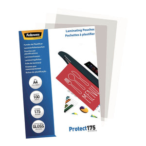 Fellowes Laminating Pouches A4 175 Micron 100Pk -   - Inkplus