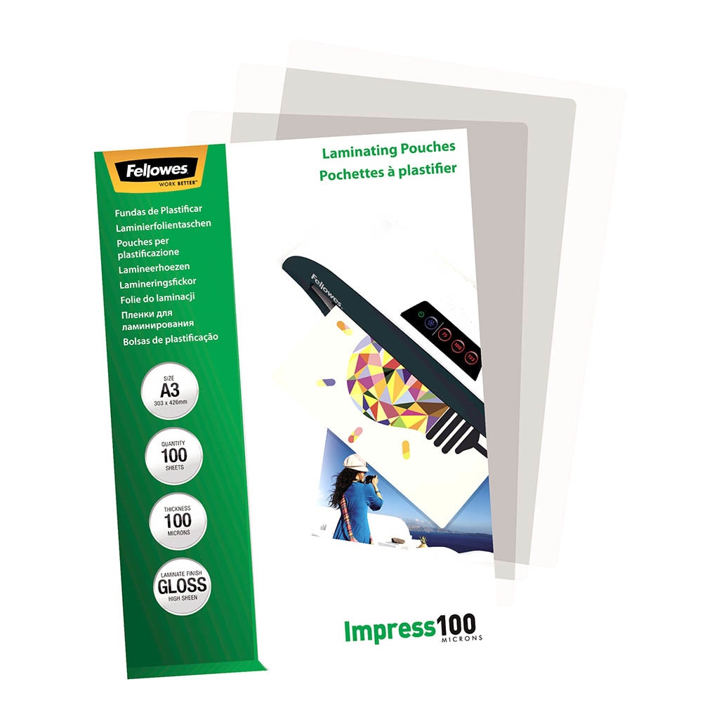 Fellowes Laminating Pouches A3 100 Micron 100Pk -   - Inkplus