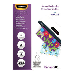 Fellowes Laminating Pouches A4 80 Micron 25Pk -   - Inkplus