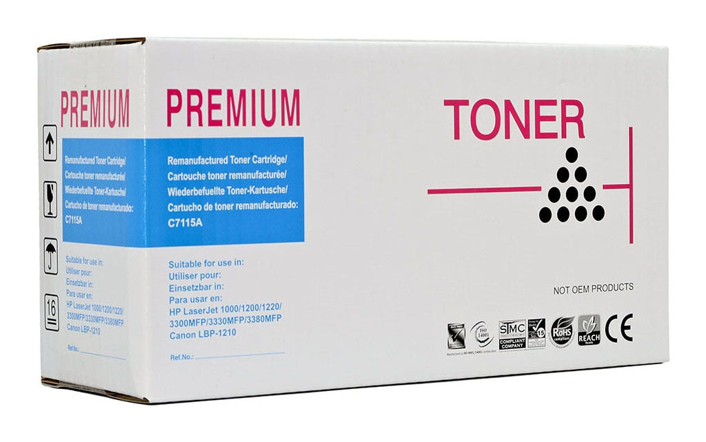 HP Remanufactured  C7115A/C7115X Black Toner Cartridge -   - Inkplus