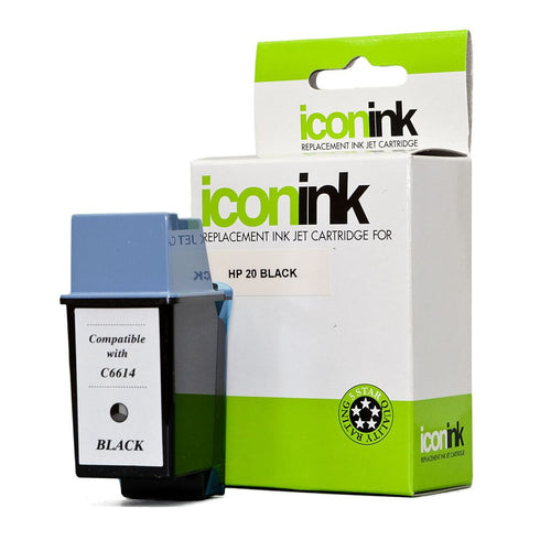 HP Compatible 20 C6614A Black Ink Cartridge (C6614DA) - Inkplus